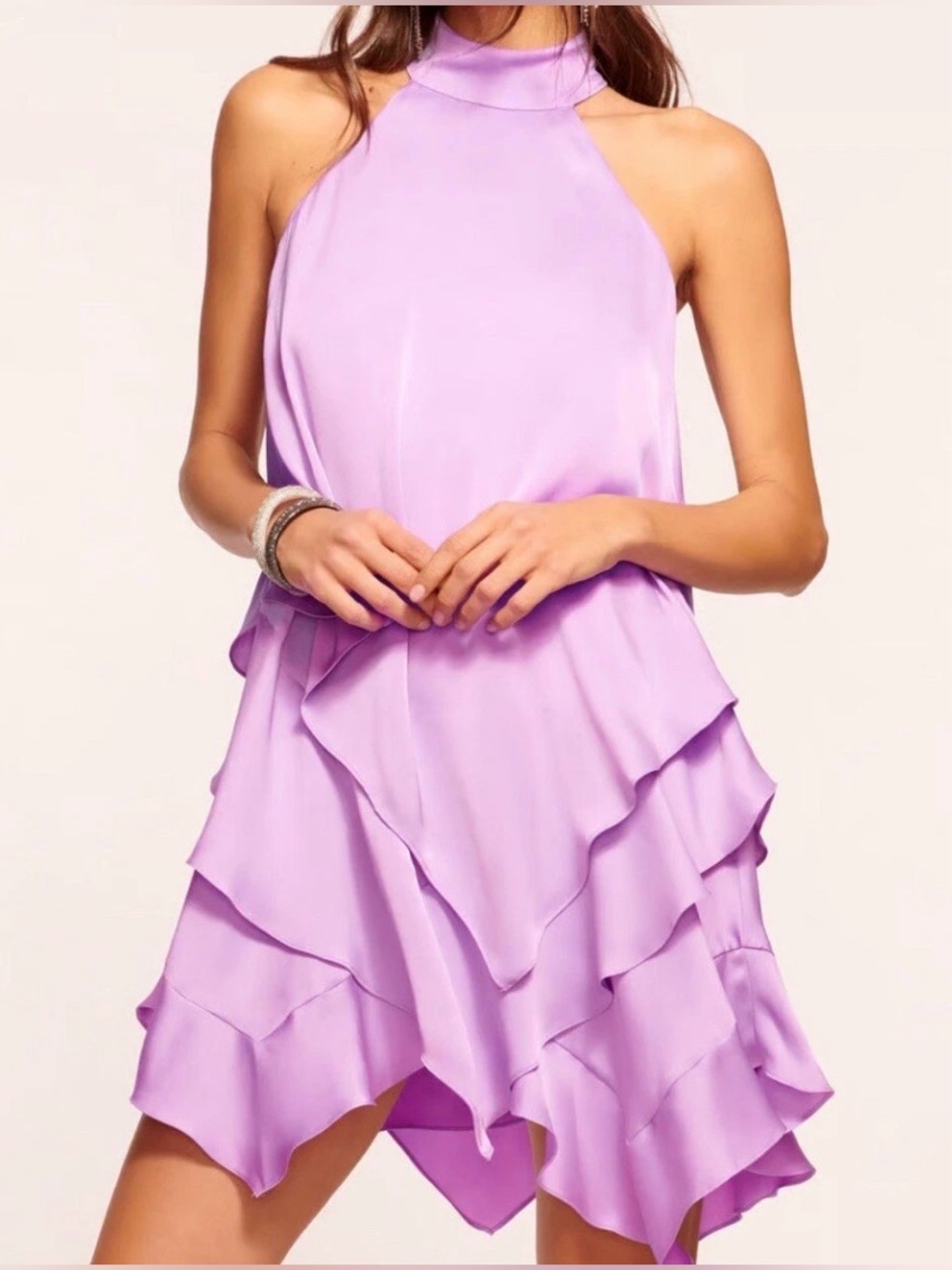 Ramy Brook Shaina Tiered Mini Dress – Mosaic Purple – Size S – NWT